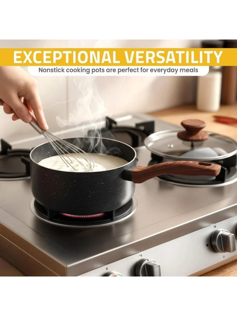 8-Piece Non-Stick Granite Cookware Set - Induction Frying Pans & Saucepans